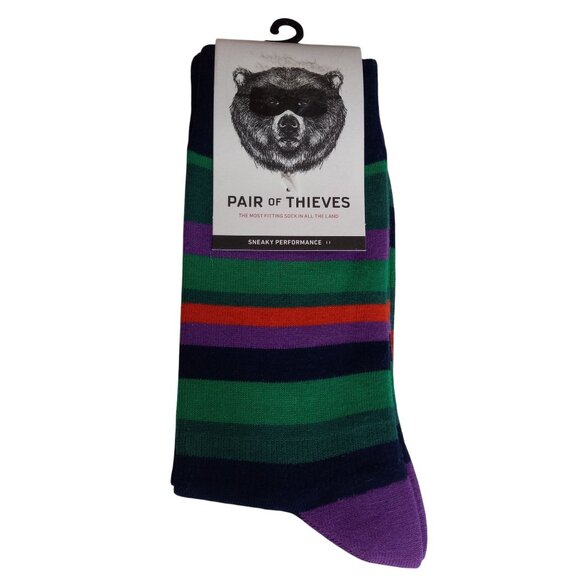 Pair Of Thieves Size 8-12 Socks Mens Sneaky Performance Striped Cotton Blend NEW - Picture 1 of 4